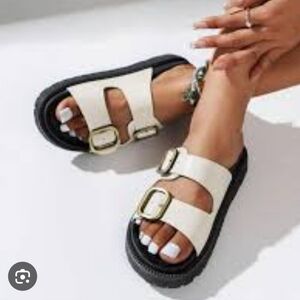 Womens Platform Sandals Comfortable Arch Support Slip on Flat Slides... Size 10